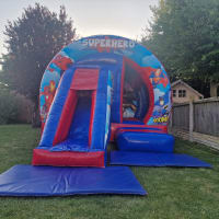 Superhero Circle Bouncy Castle With Front Slide