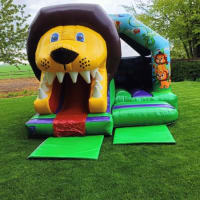 Jungle Slide Bouncy Castle Lion Head