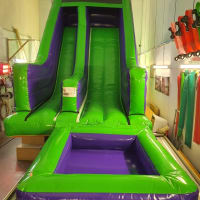 15ft Inflatable Mega Waterslide - Green And Purple