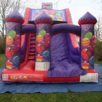 24ftlong X 28ft High X 15ft Party Party Megga Slide Red And Purple