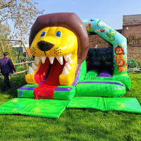 Jungle Slide Bouncy Castle Lion Head