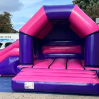 Pink And Purple Disco Side Slide Combi Bouncy Castle