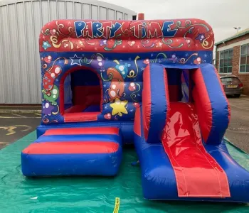 17x12  X 8ft 10 High Party Time Box Castle With Slide