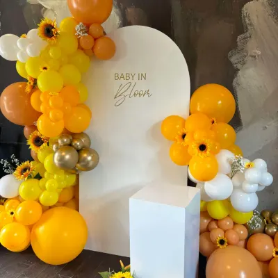 Hire Sail Board With Yellow Balloon Display For Baby Shower In Bexley