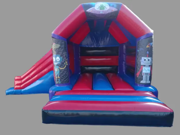 Themed Side Slide Bouncy Castle - Robots And Aliens