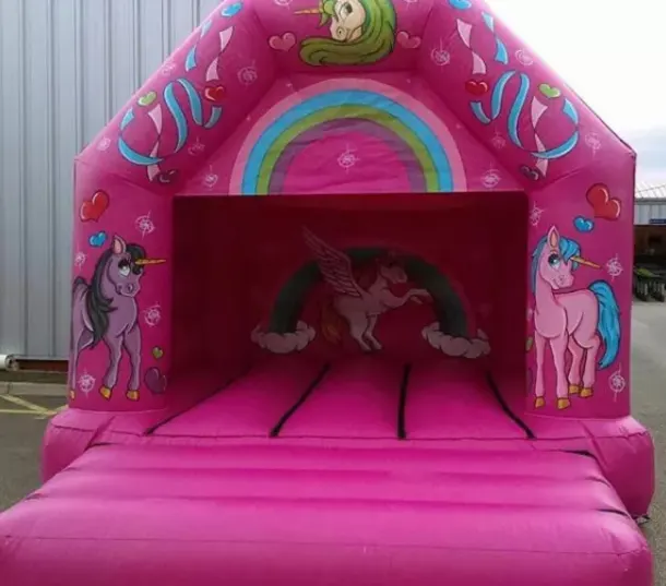 Pink Unicorn Themed Bouncy Castle