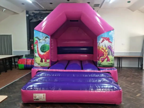 10 X 12 Dinosaur Pink And Purple Disco Bouncy Castle