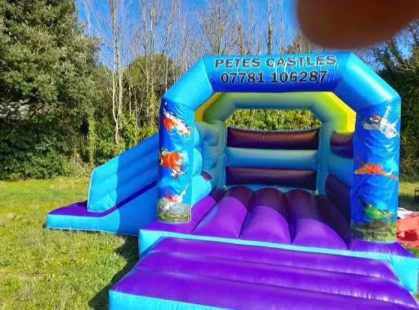 Blue Velcro Castle With Slide - Planes Theme