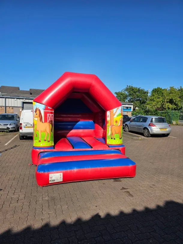 Horses 10 X 12ft Red And Blue Disco Bouncy Castle