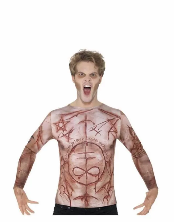 Mens Mutilated Skin T-shirt Fancy Dress Costume