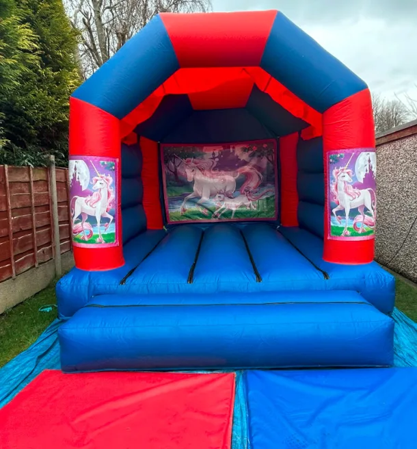 12ft X 12ft Blue And Red Castle -unicorns Theme