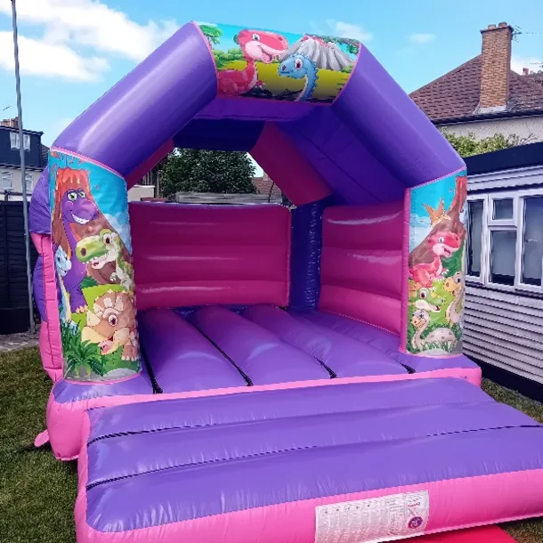 Pink Purple Bouncy Castle 11x15 Dinosaur Theme