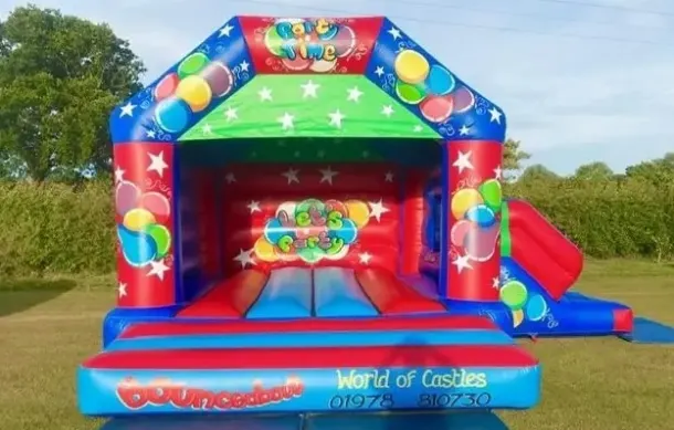 Adult Party Time Balloons Deluxe All Ages Bounce And Side Slide Castle 21ft Wide X 17ft Deep X 12ft Tall