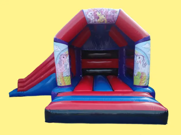 Themed Side Slide Bouncy Castle - Unicorn And Ponies