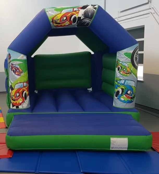 Green Blue Bouncy Castle 11x15 Cars Theme