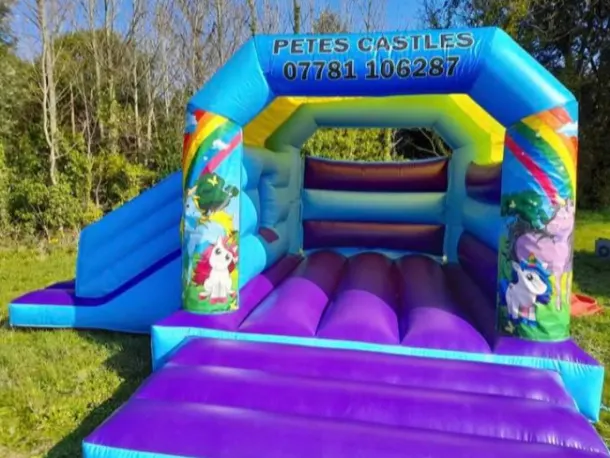 Blue Velcro Castle With Slide - Unicorn Theme