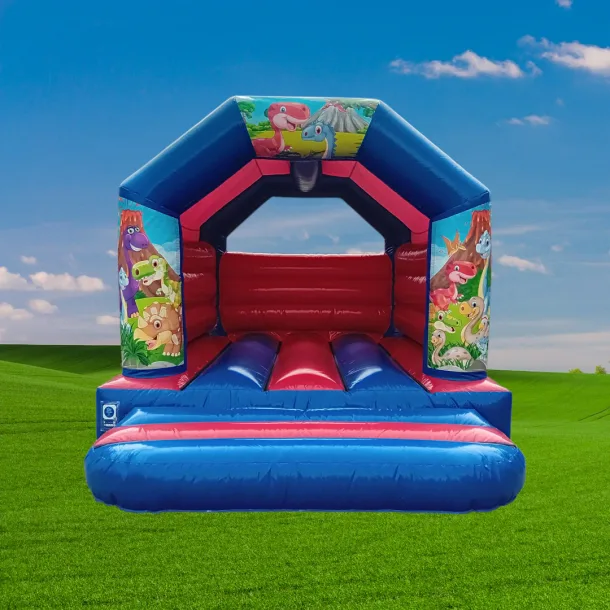 Blue And Red Themed Bouncy Castle - Dinosaur