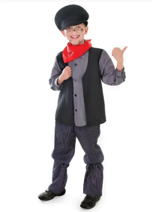 Chimney Sweep (trousers, Shirt With Attached Waistcoat, Hat & Scarf)