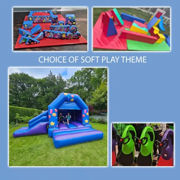 Party Time Side Slide Combi Bouncy Castle And Any Theme Soft Play Package