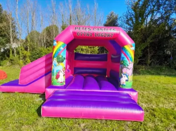 Pink Velcro Castle With Slide - Unicorn Theme