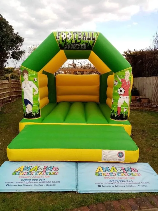 11ft X 15ft Football Themed Bouncy Castle - Green