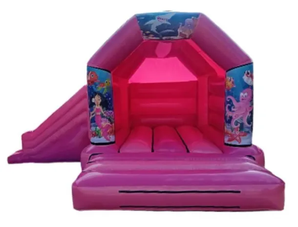 Pink Side Slide Bouncy Castle Under The Sea Mermaid Theme