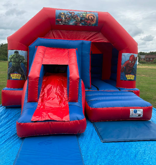 Red And Blue Combo Castle - Superhero Theme