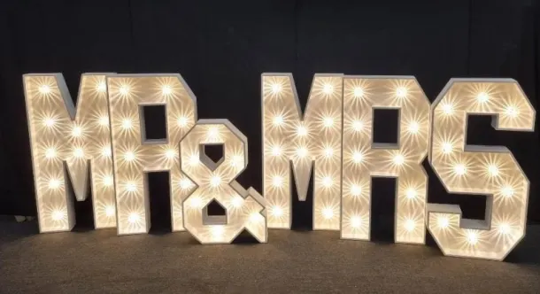 Mr And Mrs Mr And Mr Mrs And Mrs 4ft White Light Up Letters