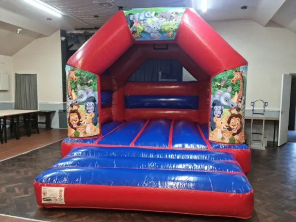 12 X 14ft Jungle Animal Red And Blue Disco Bouncy Castle