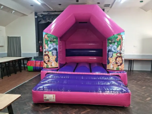 10 X 12 Jungle Animal Pink And Purple Disco Bouncy Castle