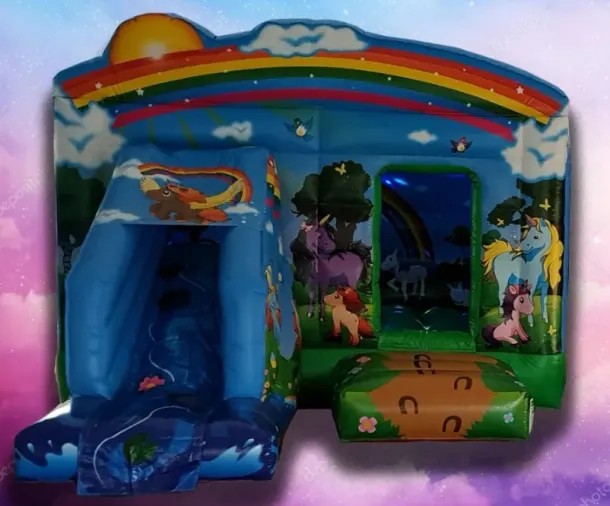 Premium Unicorn Disco Slide Castle