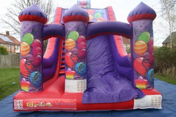 24ftlong X 28ft High X 15ft Party Party Megga Slide Red And Purple