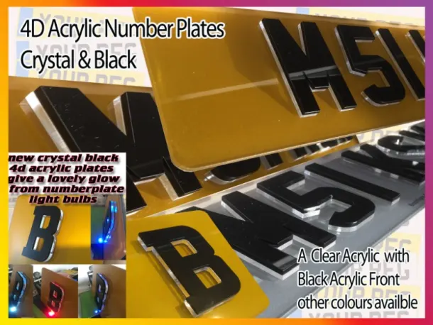 4d Acrylic Crystal Coloured Car Number Plates