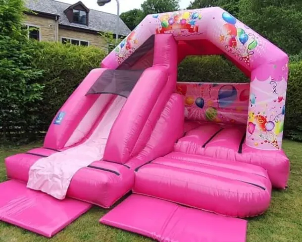 Pink Front Slide Bouncy Castle