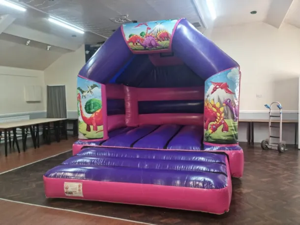 12 X 14ft Dinosaur Purple And Pink Disco Bouncy Castle