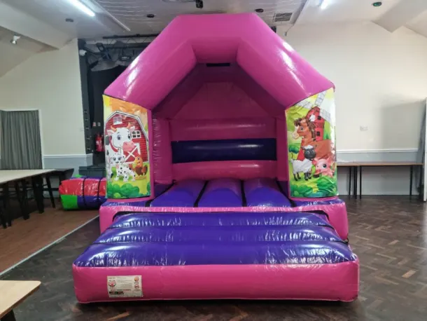 10 X 12 Farmyard Pink And Purple Bouncy Castle