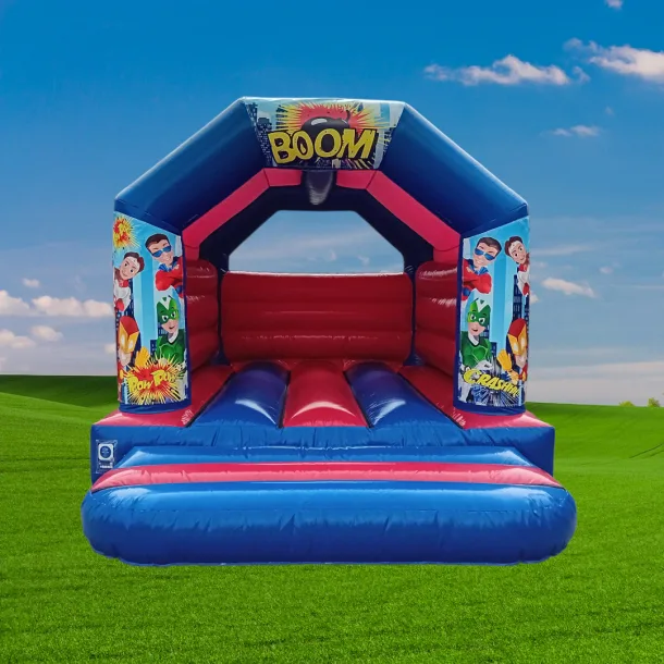 Blue And Red Themed Bouncy Castle - Heroes