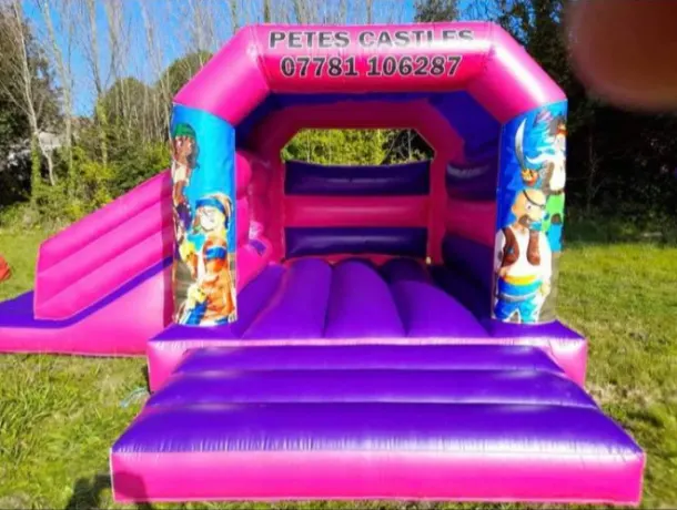 Pink Velcro Castle With Slide - Pirates Theme