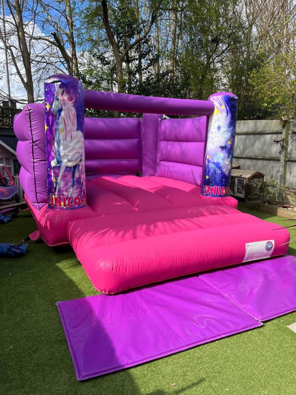 11x15x7ft Unicorn Castle Backyard Bouncers Pink