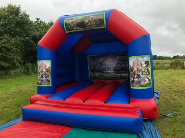 15ft X 12ft Blue And Red Castle - Dinosaur Theme