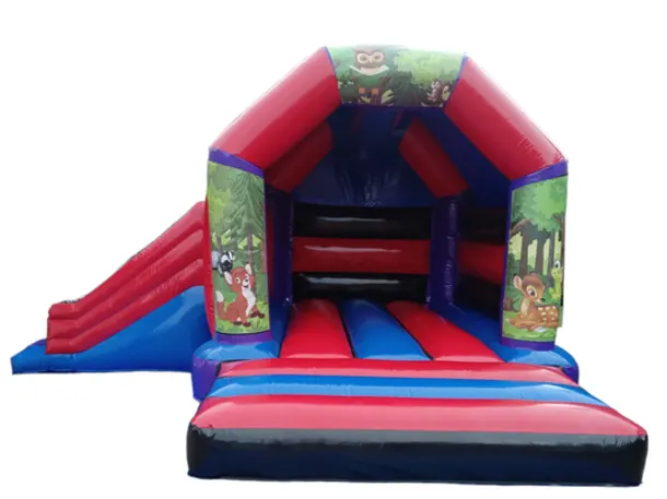 Themed Side Slide Bouncy Castle - Woodland Animals