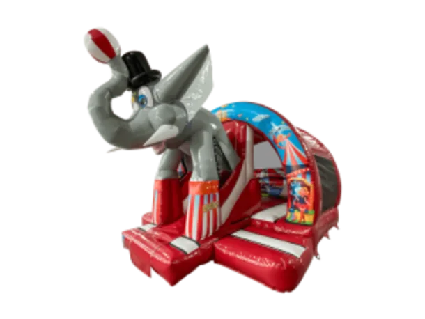 3d Elephant Circus Curved Bouncy Castle