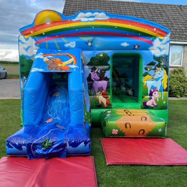 Unicorn Themed Bouncy Castle With Front Slide