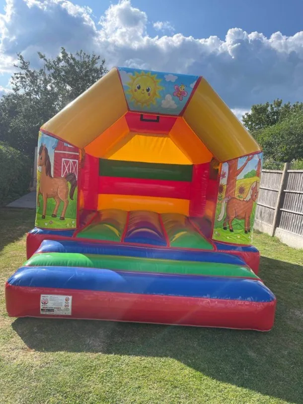 Horses Multicoloured 14 X 12ft Disco Ready Bouncy Castle