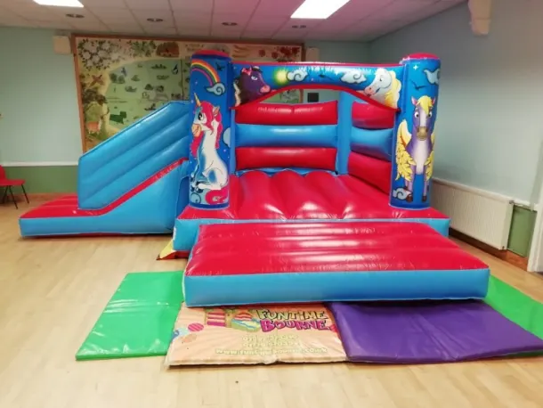 Red Unicorn Bounce And Slide Bouncy Castle