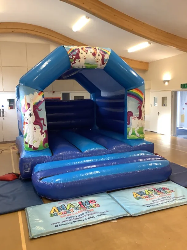 11ft X 15ft Unicorn Themed Bouncy Castle - Blue