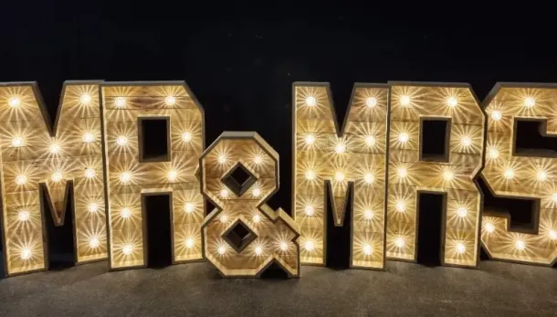 Mr And Mrs Mr And Mr Mrs And Mrs 4ft Rustic Light Up Letters