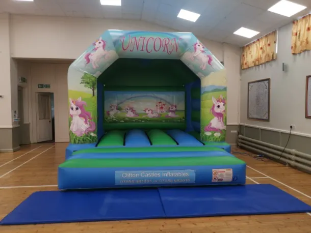 13x13 Unicorn Bouncy Castle - Blue And Green