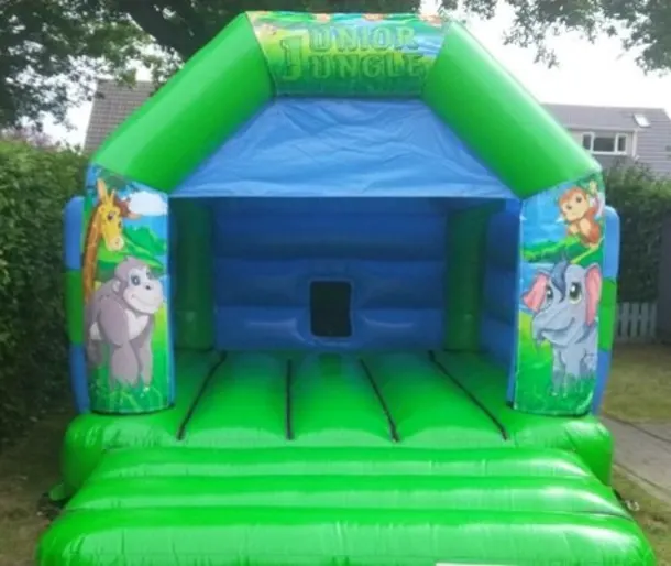 Jungle Theme Green And Blue Bouncy Castle