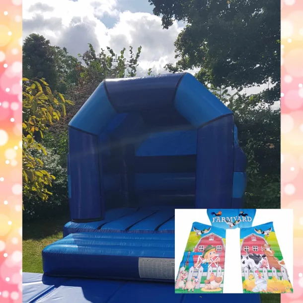 Blue Bouncy Castle 9x11 Farmyard Theme